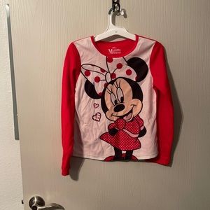 Red & White Minnie Mouse Long Sleeve PJ Shirt (Girls)